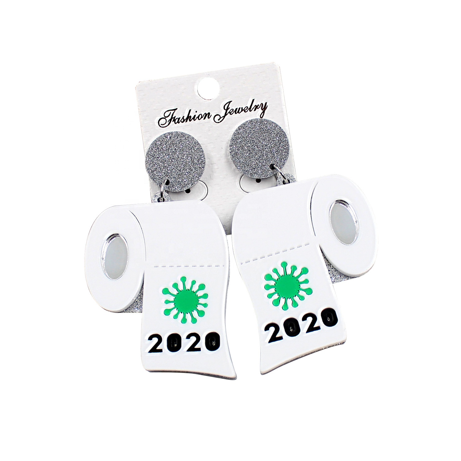 2020 Trendy Toilet Paper Pattern Acrylic Stud Earring Roll Paper Earring